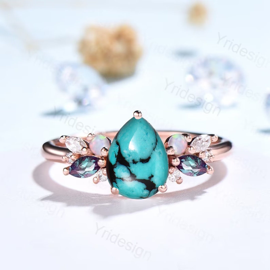Double Turquoise Teardrop Wrap Ring main image 0