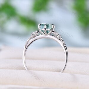 Elegant Moss Agate Ring Vintage Unique Twig Engagement Ring - Etsy