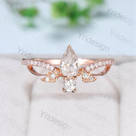 Unique Bat Moissanite Engagement Ring Delicate Moissanite Cluster Diamond Wedding Ring for Women Rose Gold Couple Jewelry Animal Rings Gifts Etsy Canada
