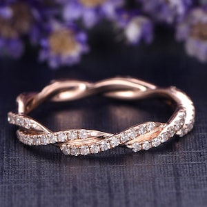 Diamond Wedding Ring Rose Gold 14k 18k Gold Stack Full Eternity Wedding ...