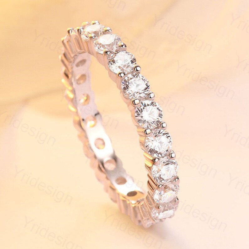 Full Eternity Wedding Band Anniversary Ring 925 Sterling Etsy