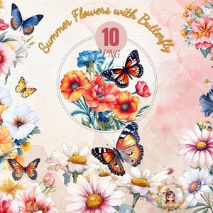 Watercolor Beautyful Summer Flower ,Spring Flora ,  Watercolor Floral Clipart Bouquets ,  Digital clipart PNG