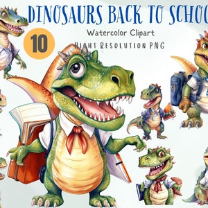 Watercolor Cute Dinosaurs Back to School , Baby Shower, Baby Dino Clip Art, Nursery, Digital Download Files ,Transparent PNG Clipart