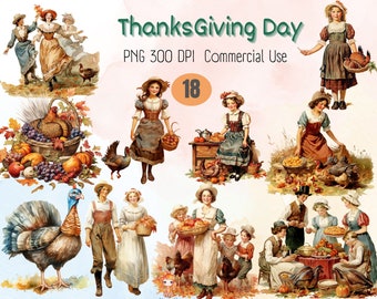 Watercolor Thanksgiving Day Clipart | Thank Giving | Digitalal Download Files ,Transparent PNG Clipart