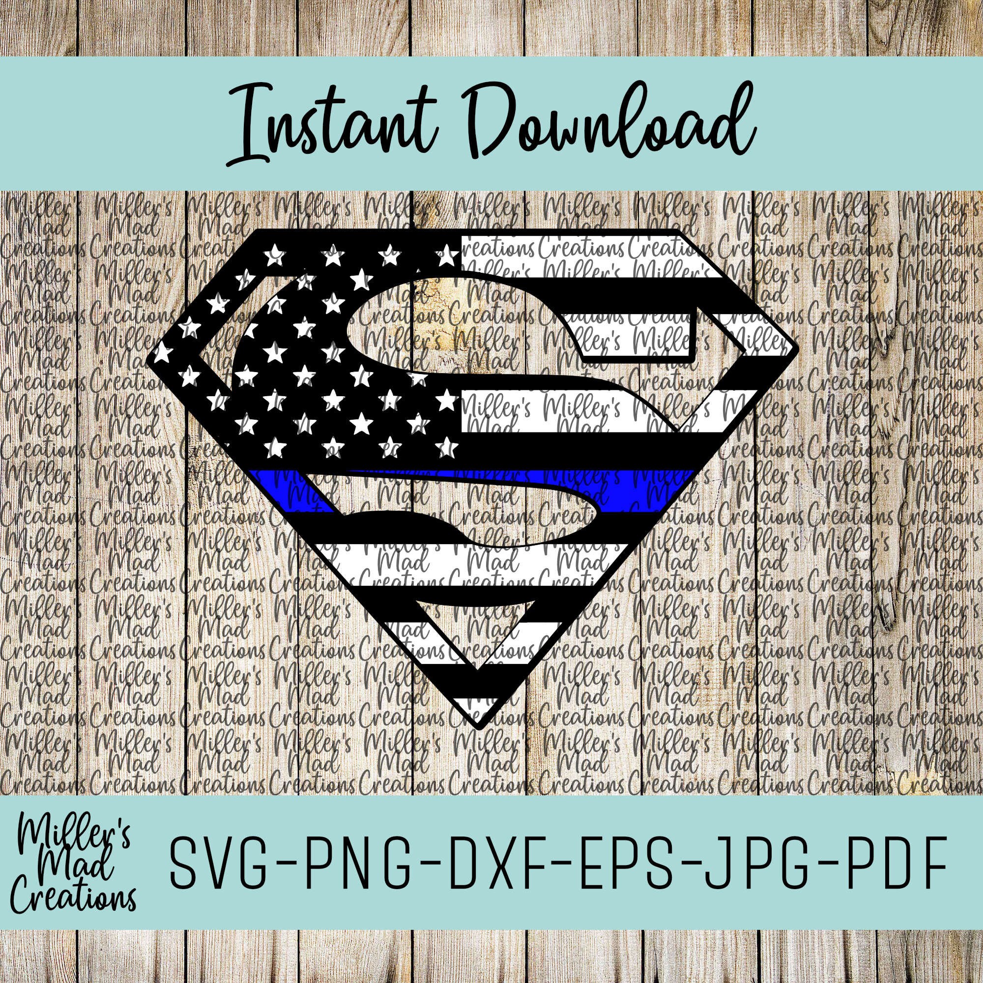 Thin Blue Line Superman SVG