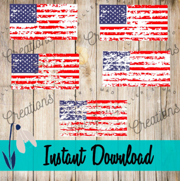 Download 5 Pack-Distressed American Flag SVG Distressed Flag SVG | Etsy