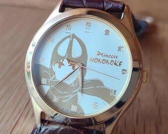 Vintage 1998* Reloj de pulsera Ghibli Mononoke original • Reloj/Reloj Princesa Mononoke • Relojes de anime japoneses • Regalo Ashitaka Studio Ghibli