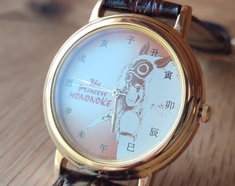 Vintage 1998* Reloj de pulsera Ghibli Mononoke original • Reloj/reloj Princesa Mononoke • Relojes de anime japoneses • Regalo de San Studio Ghibli