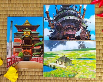 Original Ghibli Museum Art Postcard • Spirited Away, Howls Moving Castle Message card/Writing letter • Studio Ghibli Painting Gift