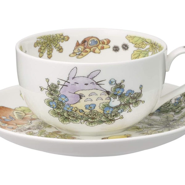 Ensemble de tasses à thé Ghibli Totoro original • Tasse/soucoupe à lait noritake japonaise en porcelaine tendre • Cadeau de vaisselle/vaisselle Mon voisin Totoro
