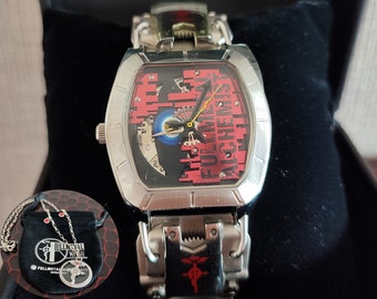 Original Fullmetal Alchemist Wrist Watch + Necklace • Japanese Anime Watches/Clock • Hiromu Arakawa Manga • Steampunk Gift