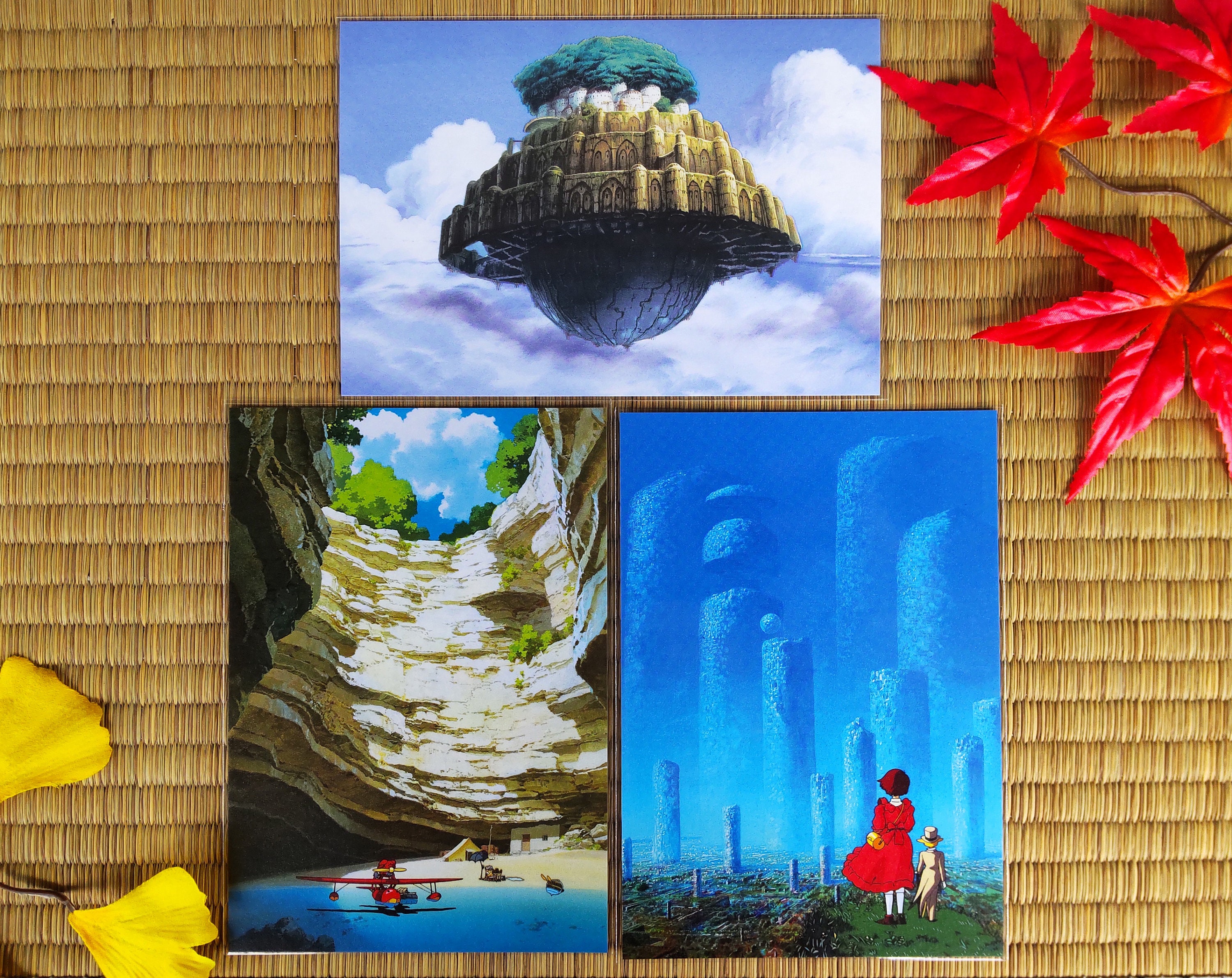 Original Ghibli Museum Art Postcard Laputa Castle in the Sky, Porco Rosso,  Whisper of the Heart Message Card/writing Letter Gift 