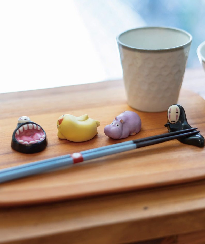 Original Ghibli Ceramic Chopsticks Rest Set of 4 Spirited Away Figure/Figurine/Interior Home Decor No Face/Bo Mouse Studio Ghibli Gift image 7