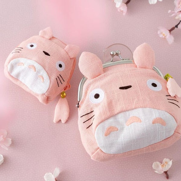 Original Ghibli Totoro-Sakura Pouch • My Neighbor Totoro Coin Purse/Cosmetic Bag/Wallet/Makeup Case • Spring Anime Studio Ghibli Gift