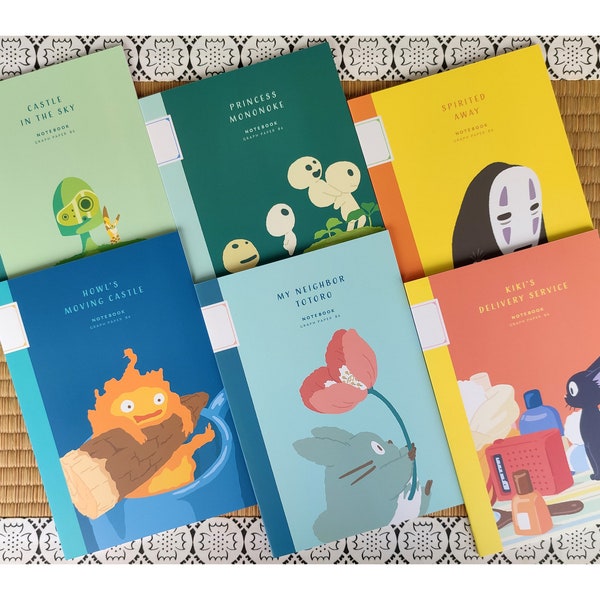 Original Studio Ghibli Notebook 2023 • Howl, Totoro, Spirited Away, Kikis Delivery, Mononoke, Laputa • Japanese Anime Stationery Gift