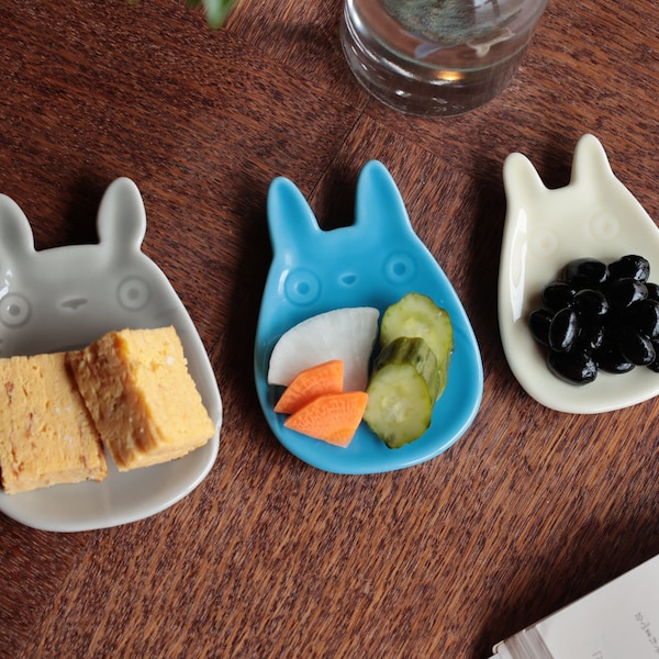 Ensemble de 3 assiettes originales Ghibli Totoro Haricots • Accompagnement/collation/vaisselle Mon voisin Totoro • Vaisselle Mamezara japonaise • Cadeau Studio Ghibli