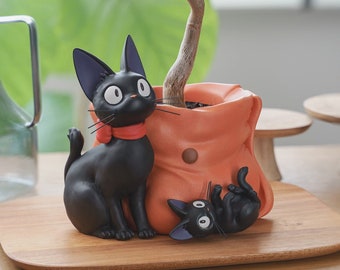 Original Ghibli Jiji Planter Cover/Holder • Kikis Delivery Service Pot/Vase/Figure/Home Decor/Interior Diorama • Anime Studio Ghibli Gift