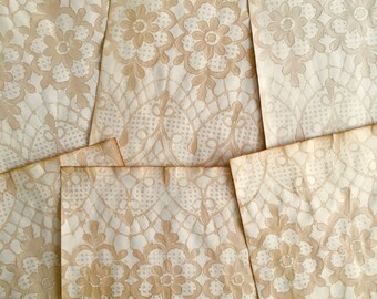 Horizontal Guipure Lace Pattern Paper Coffee Dyed 11 x 8 12