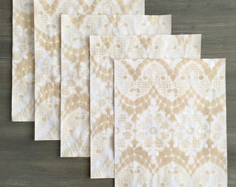 Horizontal Guipure Lace Pattern Paper Coffee Dyed 11 x 8 12