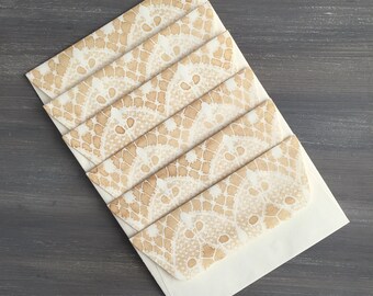 Horizontal Guipure Lace Pattern Paper Coffee Dyed 11 x 8 12