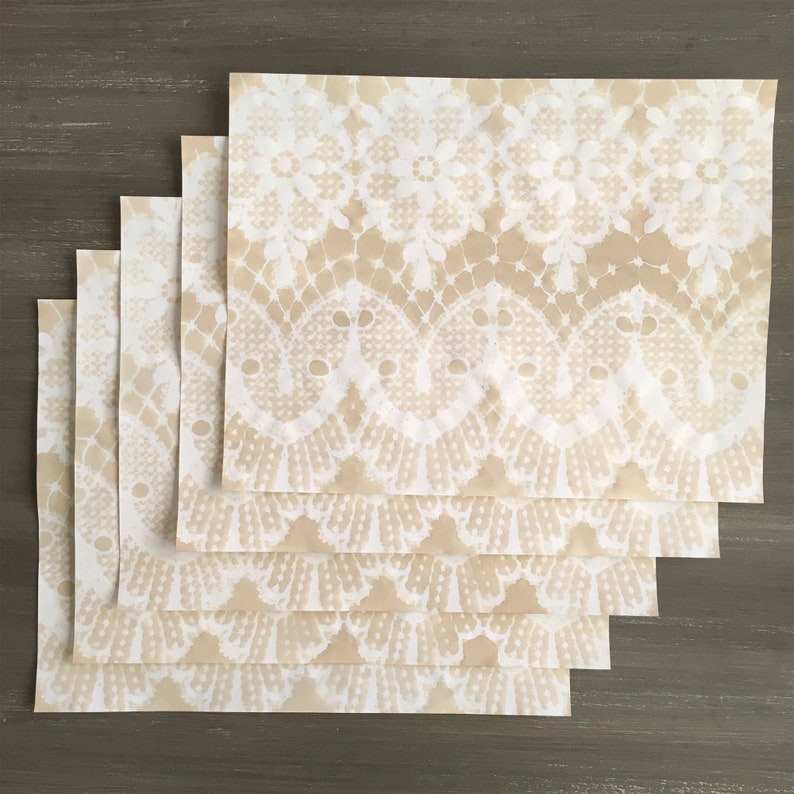 Horizontal Guipure Lace Pattern Paper Coffee Dyed 11 x 8 12