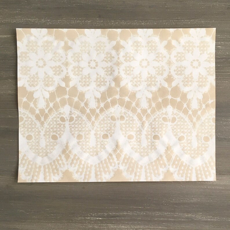 Horizontal Guipure Lace Pattern Paper Coffee Dyed 11 x 8 12