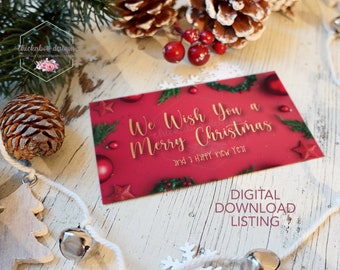 We Wish You a Merry Christmas and a Happy New Year- 5x7 Folded Card Printable DIGITAL DOWNLOAD