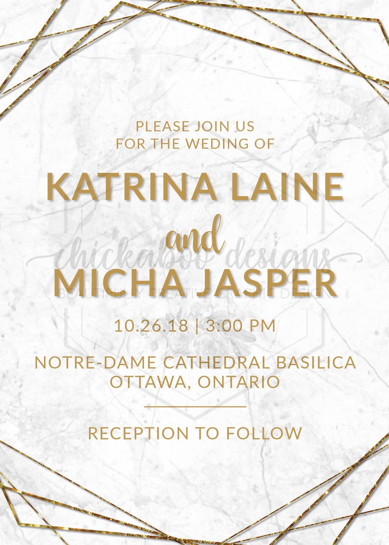 Golden Geometric Marble Wedding Set Digital Download Printable DIGITAL DOWNLOAD