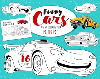 Download Cars Coloring Book Etsy
