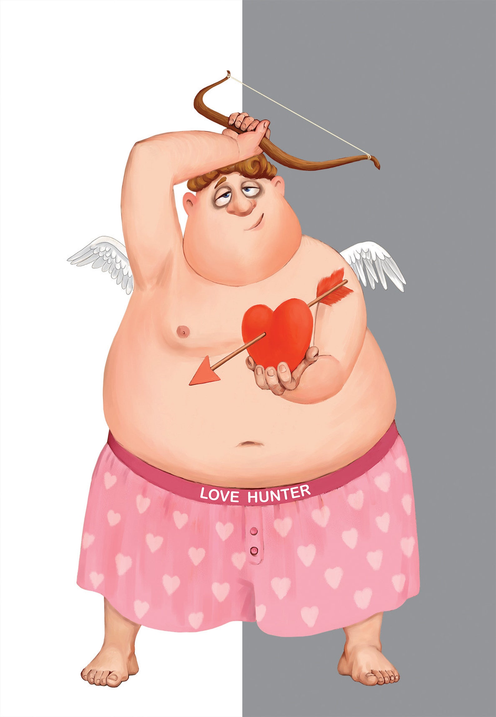Valentine's Day Greeting Card Funny Cupid With Bow and Etsy