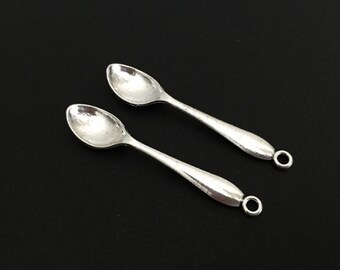 2pcs-2.25 silver Spoon Charm pendant 