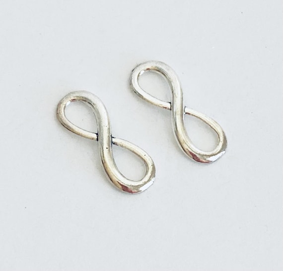 Antique Silver Infinity Love Charm. DIY Key Chain Accessories. Handmade Craft Supplies. Wholesale Charms.