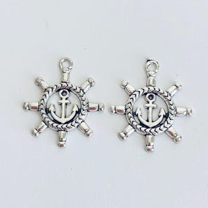 Anchor Charm.  Lot of 10 / 20 / 30 / 40 / 50 / 100 PCS Silver Tone Base Metal Nautical Charms. Handmade Jewelry Supplies. DIY Craft Supplies