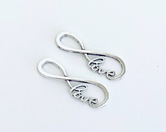 Large Infinity Love Charm.  Lot of 10 / 20 / 30 / 40 / 50 / 100 PCS Large Infinity Connector. Handmade Craft Supplies. Bulk Charms.