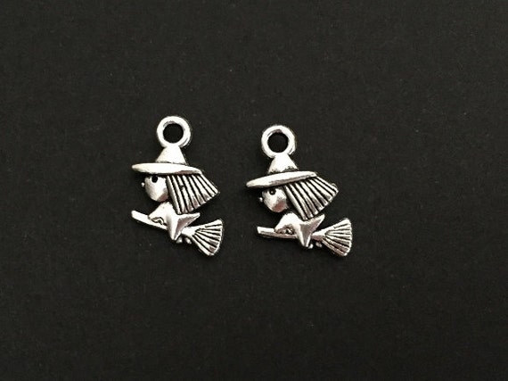 Buy Small Witch Charm. Lot of 10 / 20 / 30 / 40 / 50 / 100 PCS Silver Tone Witch  Charms. Halloween Charms. Handmade Jewelry Craft Supplies. Online in India  