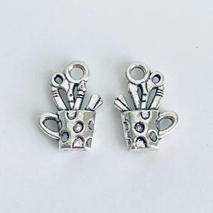 TINY Antique Base Metal Pen Holder Charms. Tiny Education Charms. Teacher&#39;s Appreciation Charms. Handmade Jewelry Pendants. Party Favors.