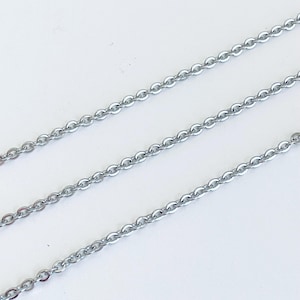 2.5mm Stainless Steel Flat Oval Cable Chain. 10 FT / 20 FT / 30FT / 40FT / 50 FT Thick Oval Chain. Handmade Jewelry Supplies. Chain Supplies