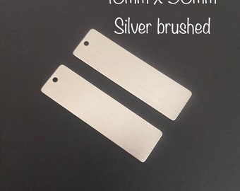 16mm x 56mm Silver Brushed Stainless Steel Blanks. Hand Stamping Blanks. Key Chain Blanks. Engravable Long Blanks. Personalized Tags.