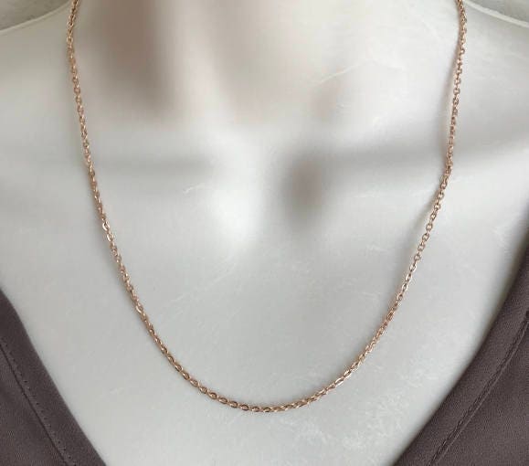 Rose Gold Stainless Steel Flat Cable Chain Necklace. Rose Gold | Etsy