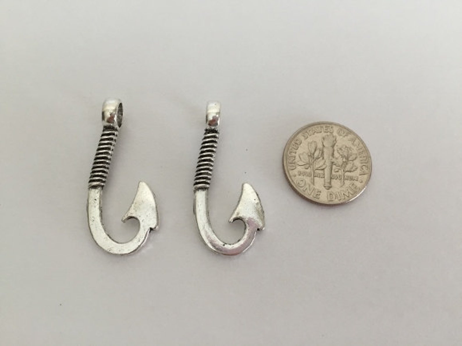 Antique Silver Finished Fish Hook Pendants. Fishing Hook Etsy