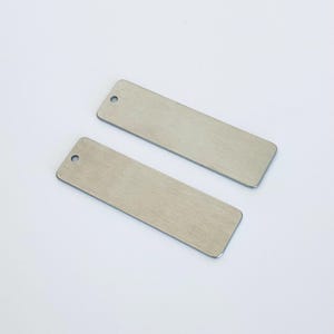 16mm x 56mm Silver Brushed Stainless Steel Blanks. Hand Stamping Blanks. Key Chain Blanks. Engravable Long Blanks. Personalized Tags.