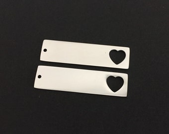 LARGE Stainless Steel Long Bar Blanks. Hand Stamping Tags. Key Chain Blanks. Cutout Heart Blanks. Key Chain Supplies.Handmade Craft Supplies