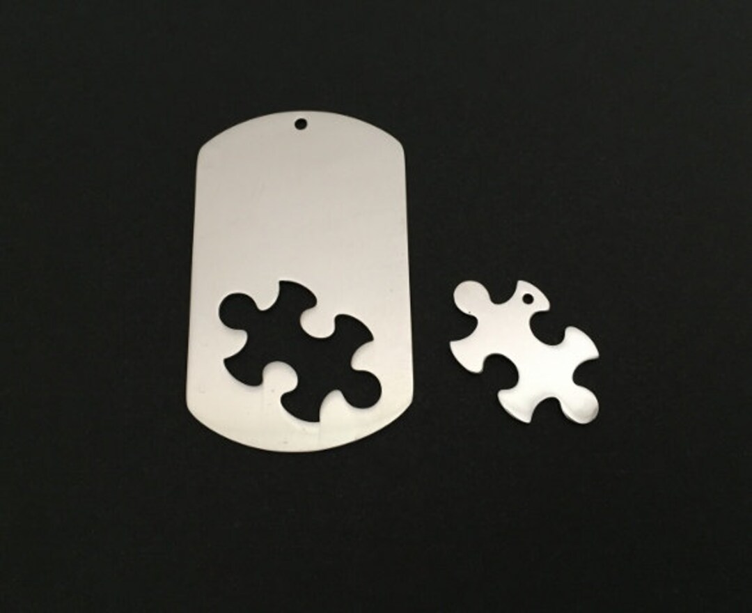 Stainless Steel Puzzle Dog Tag With Matching Puzzle Blank. 30MM X 50MM ...