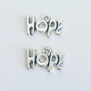 Hope Charm.  Lot of 10 / 20 / 30 / 40 / 50 / 100 PCS Silver Tone Hope Charms. Handmade Jewelry Pendants. Craft Supplies.