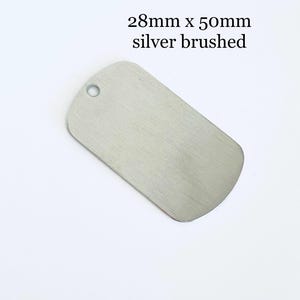 28MM x 50MM Silver Brushed Dog Tag. Stainless Steel Blanks. Lot of 1 / 5 / 10 / 20 / 30 / 40 / 50 pcs Hand Stamping Blanks. Personalized Tag