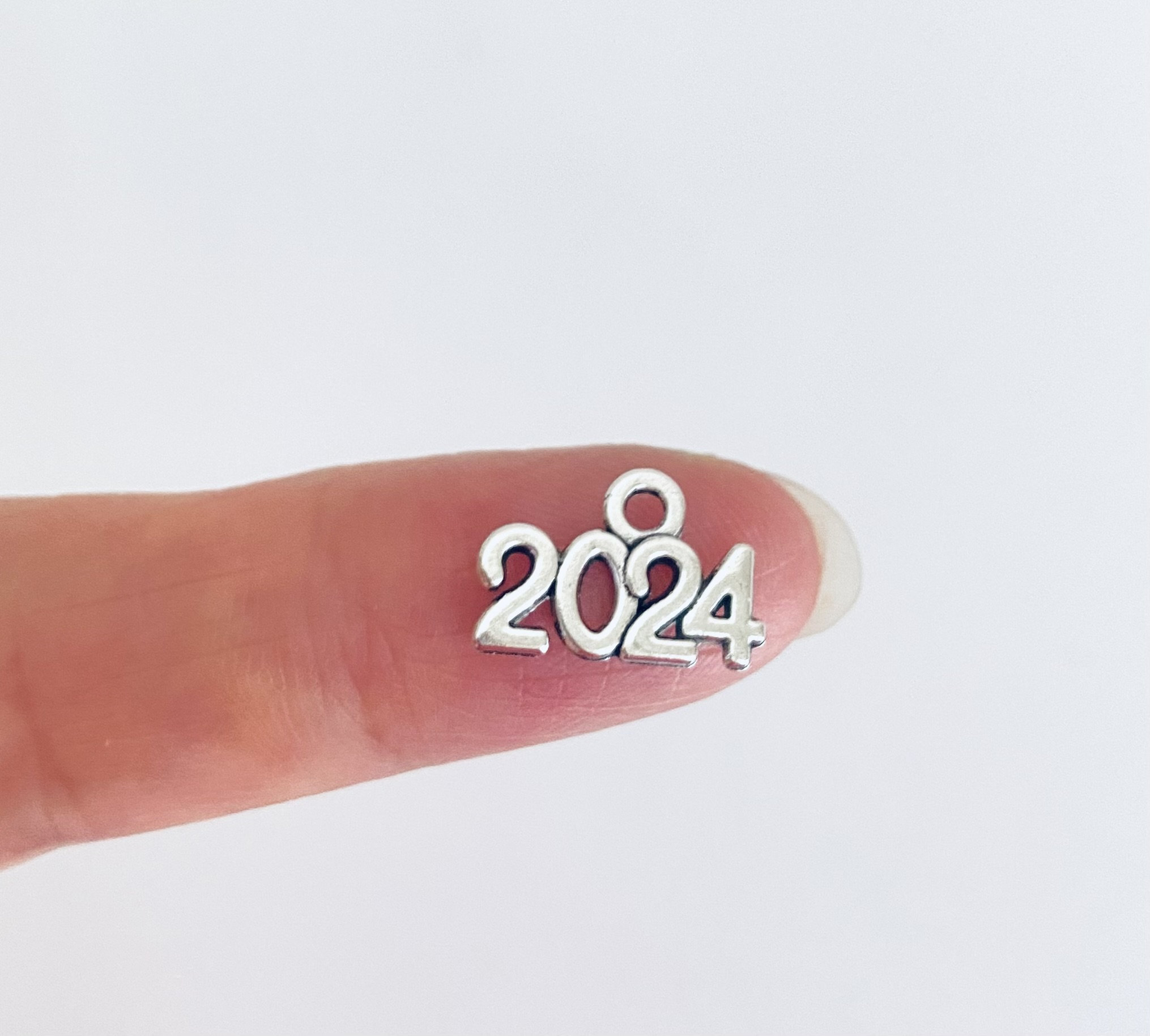 2024 Charms New Year Charms Christmas Charms Graduation Charms Small 2024 Charms Jewelry Supplies 14x9mm