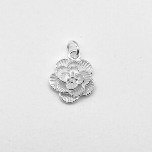 Sterling Silver Flower Charm. 925 Sterling Silver Flower Charm. Silver Flower Pendant. Handmade Jewelry Supplies. Handcrafted Supplies.