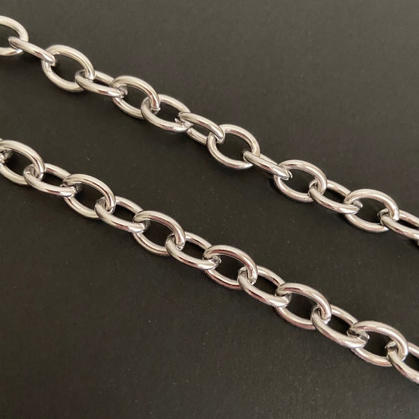 8x10mm Chunky Stainless Steel Oval Chain. 10 FT / 20 FT / 30FT / 40FT / 50 FT Large Oval Chain. Handmade Jewelry Supplies. Wholesale Chains