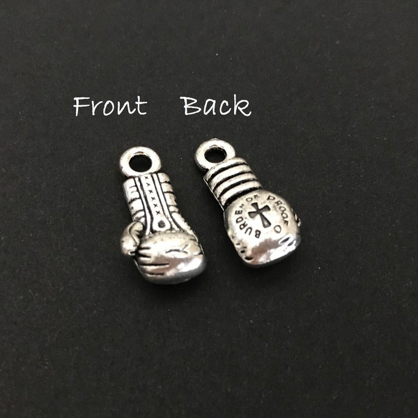 Boxing Glove Charm. Lot of 10 / 20 / 30 / 40 / 50 Pcs Silver Tone Boxing Glove Charms. Fitness Training Charm. DIY Craft Supplies.