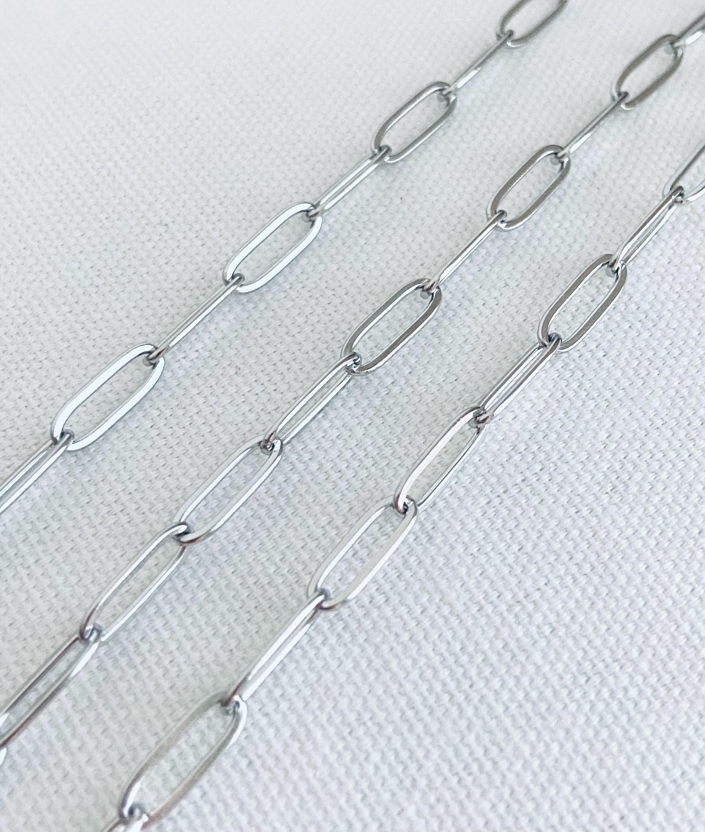 4x12mm Stainless Steel Paperclip Chain by the Foot • Minimalist ...